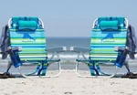 Tommy Bahama Backpack Beach Chair 2 Aqua Stripes. Fixed Price $151.99.