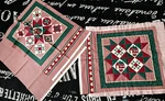 Panels 20" +backs Vtg Red Green Fabric Tradition House Heart Star Quilt Pillow. Fixed Price $18.75.