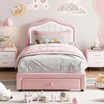 Twin Upholstered Bed Frame With Storage Drawer & Smart Led Headboard For Kids. Fixed Price $175.99.