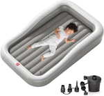 Portable Inflatable Toddler Travel Bed With Bumpers & Electric Pump, Grey. Fixed Price $74.99.