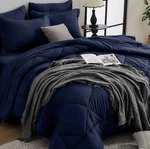 Luxury 7 Pc Full Comforter Set Ultra Soft Bedding Dark Blue Cloud Like Sleep. Fixed Price $34.99.