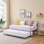Purple Twin Daybed With Trundle, Metal Frame, Sofa For Living Room/bedroom. Fixed Price $166.99.