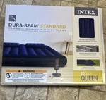 Intex Dura-beam Classic Downy Queen 10 High Mattress W/hand Pump & Two Pillows. Fixed Price $58.00.