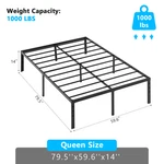 Black Queen Size Simple Basic Platform Metal Bed Frame - 14 Inch Height. Fixed Price $54.27.