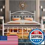 Samurbex Queen Bed Frame Charging Stationwhite Metal Platform. Fixed Price $160.18.