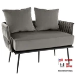 Loveseat Sofa, Upholstered 2 Couch With Dutch Velvet, Woven Grey. Fixed Price $127.84.