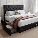 Stylish Queen Upholstered Platform Bed With Storage & Adjustable Headboard. Fixed Price $349.99.