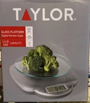 Taylor Glass Platform Digital Kitchen Scale 11LB/5KG Capacity (silver). Fixed Price $21.00.