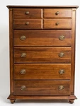 Broyhill Tall Solid Wood 5 Drawer Chest Dresser Rustic Cherry Bedroom Cabinet. Fixed Price $1399.00.