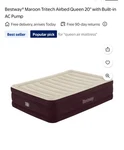 Bestway 67938E Air Mattress With Biult-in Pump Queen Size, Maroon. Fixed Price $39.99.