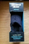 Sharper Image Ultra-soft Memory Foam Slippers Black Unisex Medium Indoor/outdoor. Fixed Price $15.00.