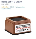 Iprimo 2-INCH Lift Square Bed Risers, Set Of 6, Brown. Fixed Price $19.99.