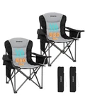 Camping Chair Folding Heavy Duty 450 Lb Padded Lumbar Support Black Grey Seat. Fixed Price $259.99.