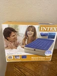 Intex Queen Air Mattress Off-white/blue Raised Pillow Rest 18" Bed Camping New!. Fixed Price $49.95.