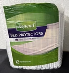 Nos Depend Incontinence Underpads 12 Count Bed Protectors Triple Layer Stripes. Fixed Price $50.00.