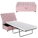 Costway Folding Ottoman Sleeper Bed W/mattress Convertible Guest Pink. Fixed Price $319.99.