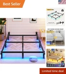 Elegant Queen Bed Frame With Smart Led Lights Heavy Duty, Noise-free Design. Fixed Price $84.99.