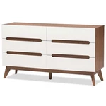 Bowery Hill 6 Drawer Double Dresser In White And Walnut. Fixed Price $348.99.