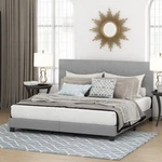 Furinno Laval Button Tufted Upholstered Platform Bed Frame - King, Glacier. Fixed Price $248.77.