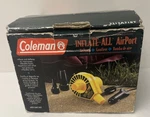 Coleman Inflate-all Air-port Camping Pump Vintage Tested Complete Box. Fixed Price $9.39.
