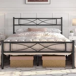 Full Size Metal Platform Bed Frame With Simple Headboard And Footboard, Mattress. Fixed Price $117.03.