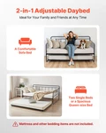 Full Daybed Frame With Trundle, Heavy Duty Metal Platform Bed, Black, Slats. Fixed Price $197.99.