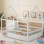 Bellemave Montessori Full Size Floor High Fence House Beds For. Fixed Price $383.98.
