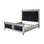Acme Varian Tufted Upholstered Queen Bed In Black Velvet And Mirrored. Fixed Price $959.99.