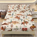 Western Cowboy Fitted Sheet Set For BOYS,GIRLS,3PCS American Wild Desert.... Fixed Price $48.41.