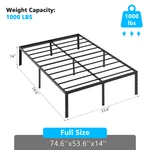Black Full Size Simple Basic Platform Metal Bed Frame - 14 Inch Height. Fixed Price $49.14.