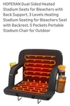 Hoperan 21" Dual-sided Heated Stadium Seat Bleacher W/ Back Support, 3-LEVEL. Fixed Price $49.99.