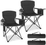 2PCS Camping Chairs 400LBS Capacity Folding Lawn With Cooler Bag & Cup. Fixed Price $54.95.