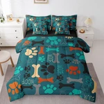Pup Dog Paw Print Bag Queen Comforter Set 7 Piece,colorful Bones Beddin. Fixed Price $98.99.