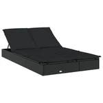 2-PERSON Adjustable Sunbed With Cushions In Poly Rattan Vidaxl. Fixed Price $274.99.