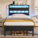 Twin Bed Frames With Charging Station And Led Lights, Size Platform. Fixed Price $220.42.