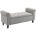 Homcom 50" Storage Ottoman Bench, Upholstered End Of Bed With Rolled Arm. Fixed Price $266.89.