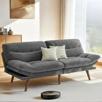Futon Sofa Bed, 66 Inch Corduroy Couch Convertible With Adjustable Backres. Fixed Price $304.98.