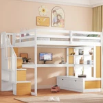 Full Size Loft With Desk Storage Shelves Staircases Bedroom Sets Home School. Fixed Price $899.99.