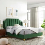 Modway Daniella Performance Velvet Queen Platform Bed In Emerald Green. Fixed Price $346.16.