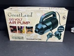Powerful Air Pump, 9' Cord, Greatland Outdoor 120 Volt W/2 Valve Adaptors. Fixed Price $14.99.