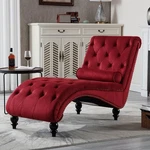Red Velvet Chaise Lounge Chair With Pillow Modern Button-tufted Recliner. Fixed Price $383.99.