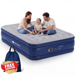 Tanstrider Queen Air Mattress W/ Pump 18" Raised Navy Blue Inflatable. Fixed Price $129.58.
