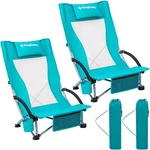 Kingcamp Low Beach Chairs, Portable Folding Twin Pack, ERGOBREEZE-CYAN-2. Fixed Price $146.37.