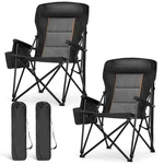 Camping 500LB Heavy Duty Portable Collapsible Twin Pack Black Lets Chairs. Fixed Price $209.99.