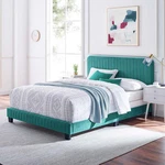 Celine King Tufted Velvet Bed Teal - Stylish & Durable Design. Fixed Price $415.99.