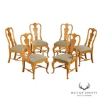 Thomasville Queen Anne Style Set Of 6 Light Pine Dining Chairs. Fixed Price $1295.00.
