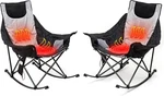 Oversized Heated Rocking Camping Chair 2 Pack, Fully Padded Patio With Sid. Fixed Price $307.77.