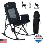Qaoyal Oversized Folding Rocking Camping Chair For Adults, Adjustable Padded. Fixed Price $159.99.