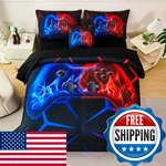 Zsyayaha 6 Pieces Red And Blue Gamer Comforter Set Boys Kids Full Bedding. Fixed Price $83.94.