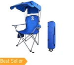 Elevon Canopy Chair Folding Camping Recliner Support With Carrying Bag, Blue. Fixed Price $98.00.